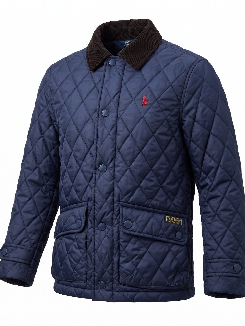 Polo Ralph Lauren Boys Navy Quilted Barn Jacket Corduroy Collar